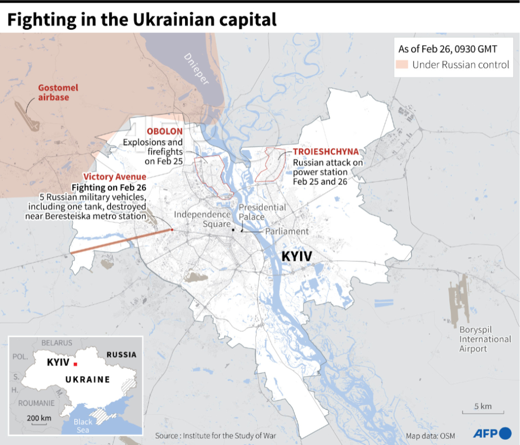 A map of Kyiv. Retrieved from Agence France-Presse.