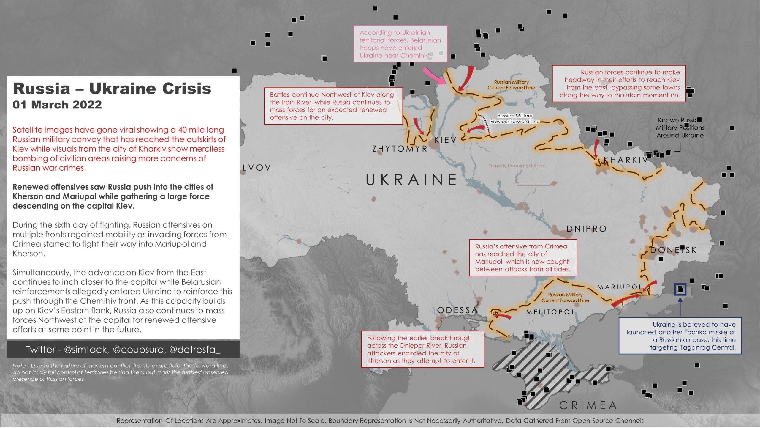 An open source map detailing Russian advances thus far. Retrieved from Twitter.