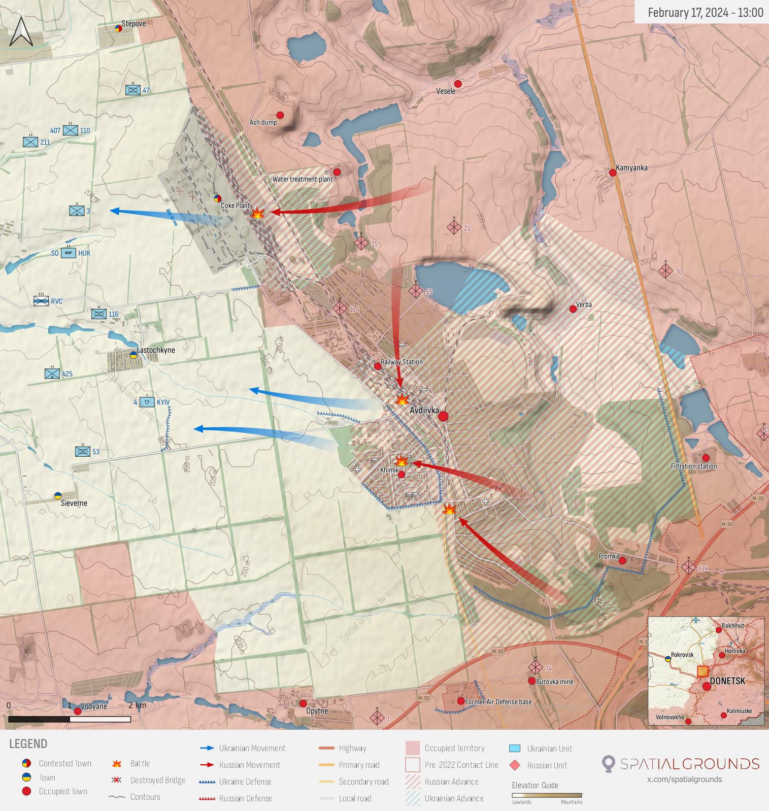 Donetsk Front 2 (Day 724). Retrieved from Spatial Grounds's Twitter (@spatialgrounds).