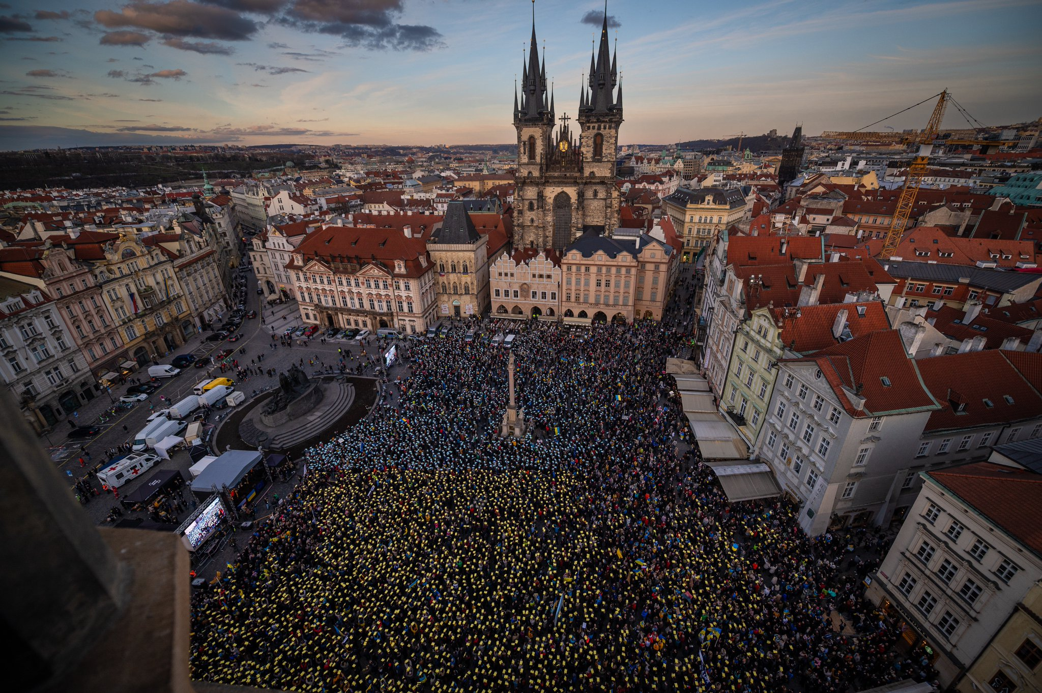 A demonstration in support of Ukraine on the two-year anniversary of the Russian invasion in Prague, Czechia. Retrieved from Euromaidan Press.