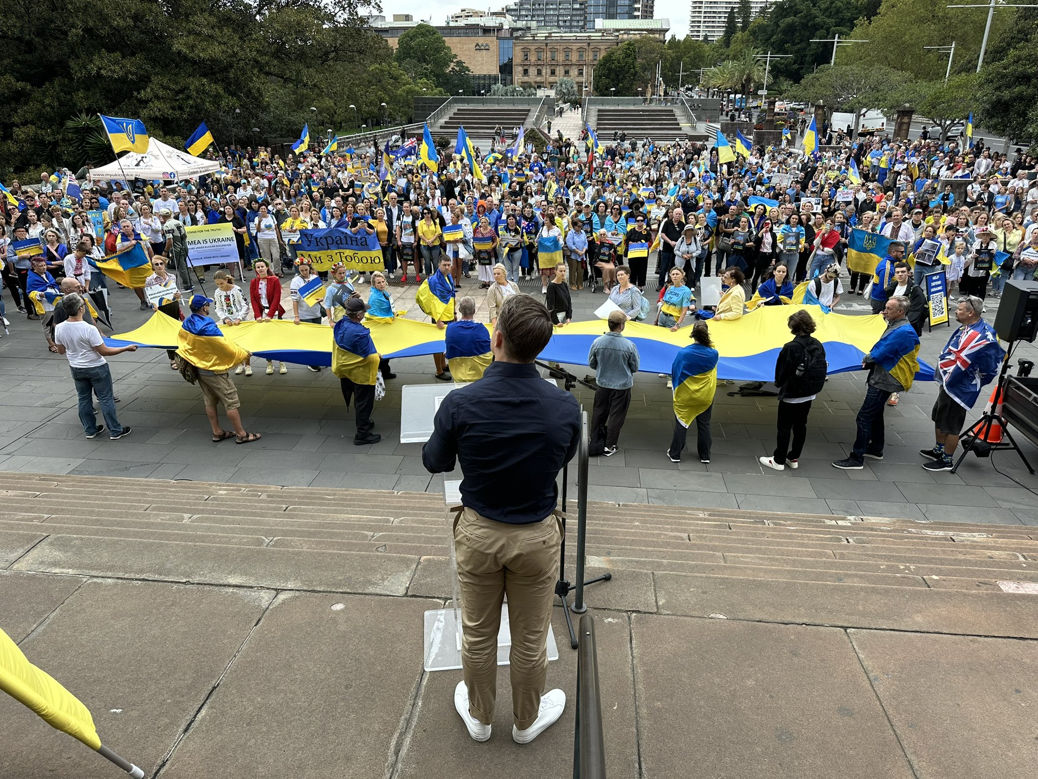A demonstration in support of Ukraine on the two-year anniversary of the Russian invasion in Sydney, Australia. Retrieved from the Ukrainian Embassy to Australia and New Zealand.
