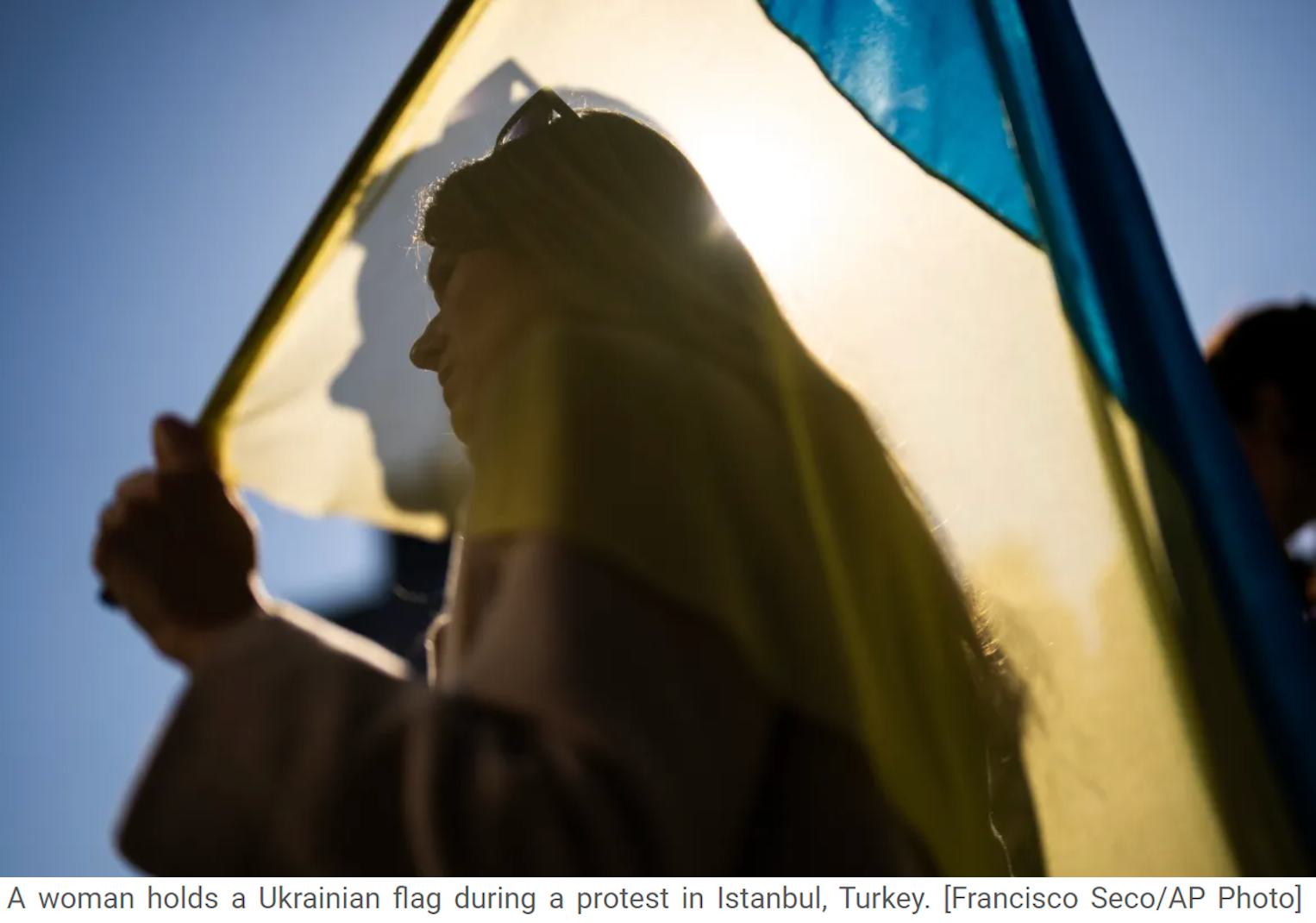 A demonstration in support of Ukraine on the two-year anniversary of the Russian invasion in Istanbul, Turkey. Retrieved from al-Jazeera.